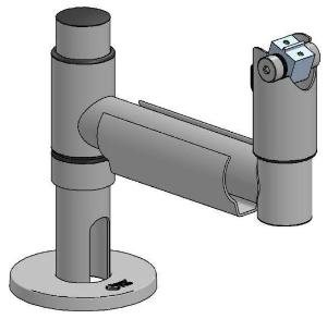 Grundstolpe i metall med stativarm & vändbart DuraTilt-fäste, 200 mm hög, 200 mm lång arm, SpacePole