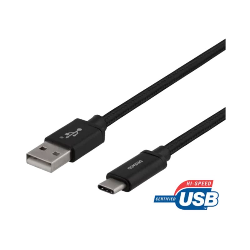 USB 2.0 typ A till USB typ C, 2 meter