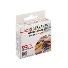 Etikettrulle för COLOP e-mark, Blank plast (PP), 14 mm bred, 8 m lång