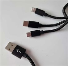 USB-kabel till Lightning, Micro-USB, USB-C laddning, 1,2 m